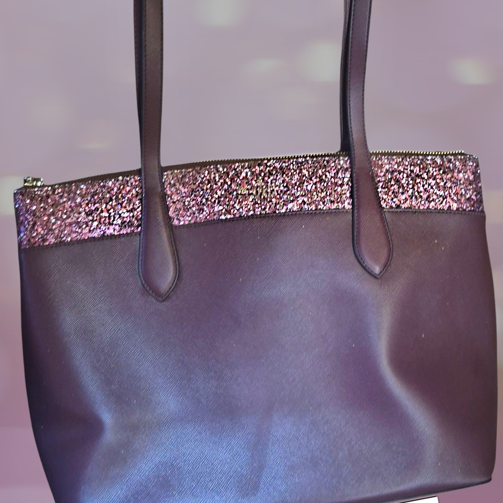 Elegant Purple Glitter Tote Bag